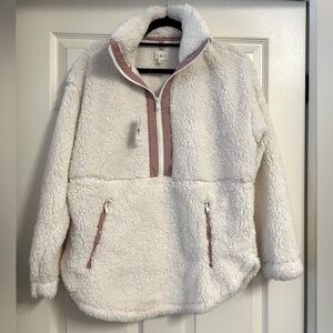 Lou & Grey by LOFT Quarter Zip Sherpa Jacket
